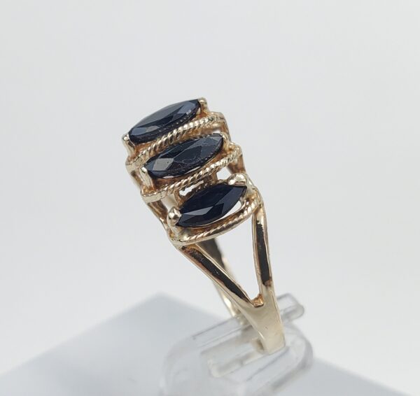 14k Yellow Gold 1.30ctw Natural Blue Sapphire 5 Stone Cocktail Band Ring 4.75' - Image 6