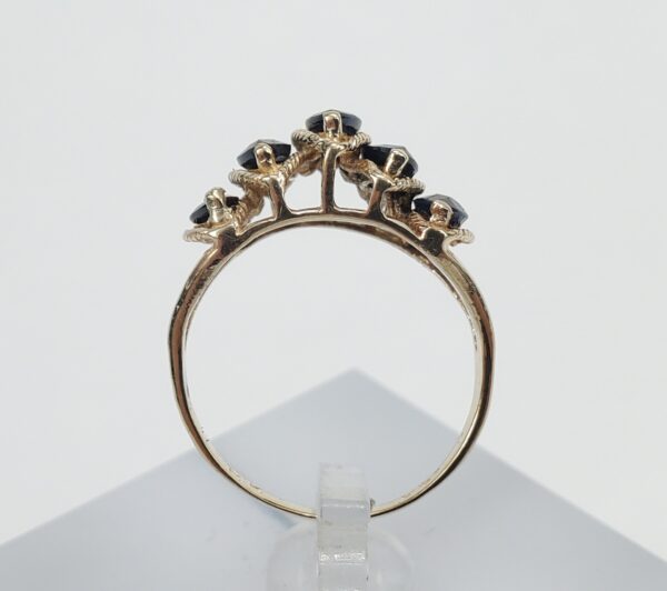 14k Yellow Gold 1.30ctw Natural Blue Sapphire 5 Stone Cocktail Band Ring 4.75' - Image 7