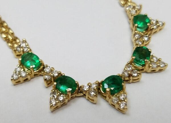 14k Yellow Gold 1.50ctw Emerald .75ctw Diamond Custom Necklace - Image 3