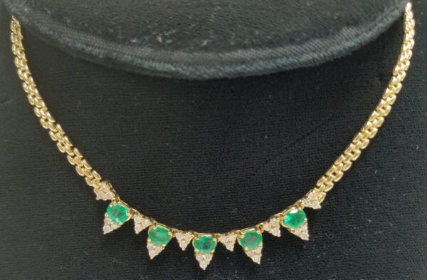 14k Yellow Gold 1.50ctw Emerald .75ctw Diamond Custom Necklace - Image 4