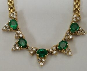 14k Yellow Gold 1.50ctw Emerald .75ctw Diamond Custom Necklace
