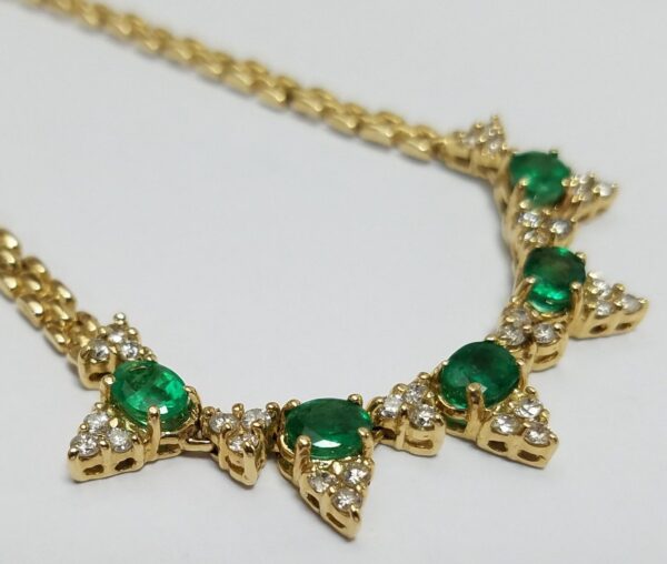 14k Yellow Gold 1.50ctw Emerald .75ctw Diamond Custom Necklace - Image 5