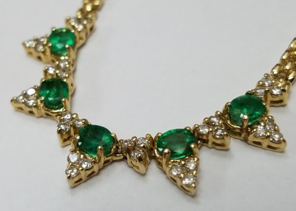 14k Yellow Gold 1.50ctw Emerald .75ctw Diamond Custom Necklace - Image 6