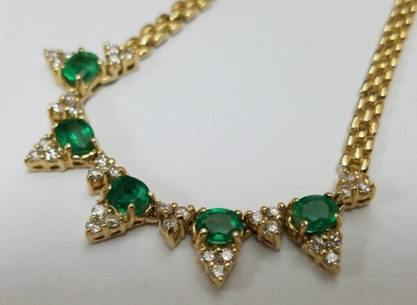 14k Yellow Gold 1.50ctw Emerald .75ctw Diamond Custom Necklace - Image 7
