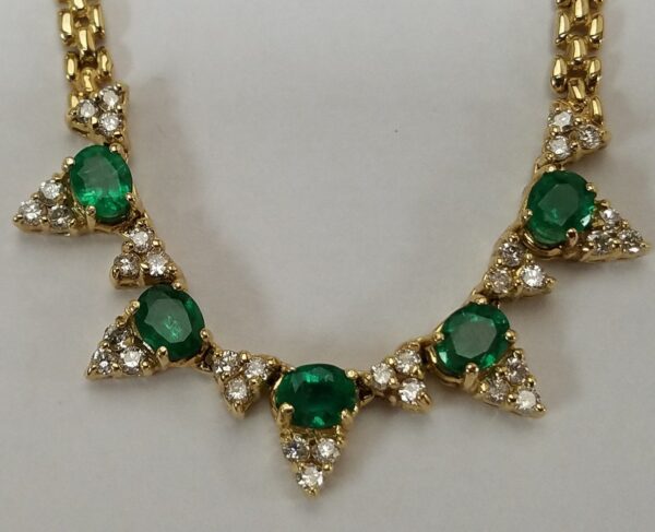 14k Yellow Gold 1.50ctw Emerald .75ctw Diamond Custom Necklace