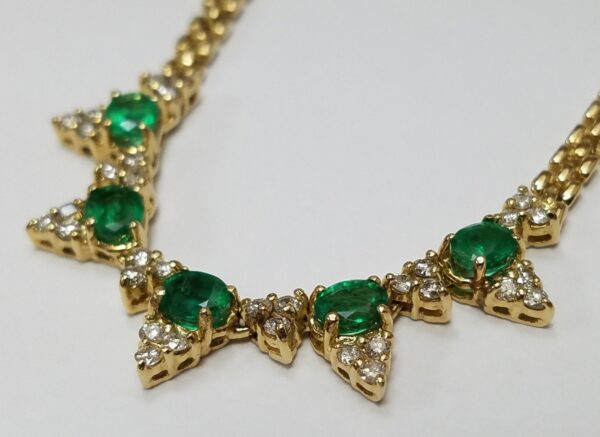 14k Yellow Gold 1.50ctw Emerald .75ctw Diamond Custom Necklace - Image 8