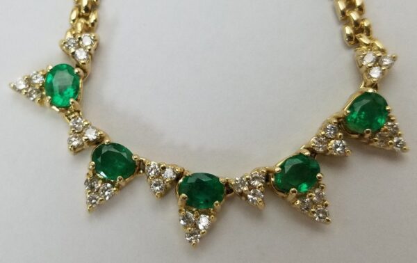 14k Yellow Gold 1.50ctw Emerald .75ctw Diamond Custom Necklace - Image 9