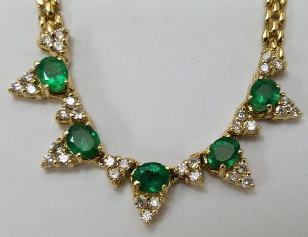 14k Yellow Gold 1.50ctw Emerald .75ctw Diamond Custom Necklace - Image 10