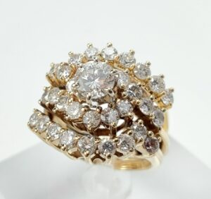14k Yellow Gold 17.12mm Wide 2.20ctw .5c Diamond Wedding Engagement Set Ring