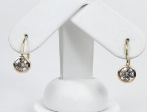 14k Yellow Gold 2.00ctw Natural Diamond Solitaire Leverback Drop Dangle Earrings