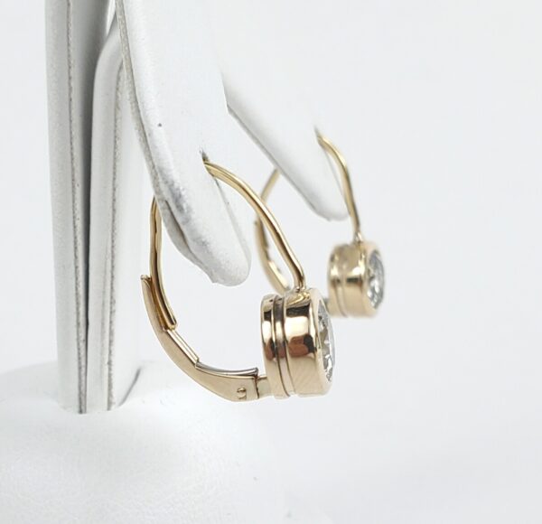 14k Yellow Gold 2.00ctw Natural Diamond Solitaire Leverback Drop Dangle Earrings - Image 6