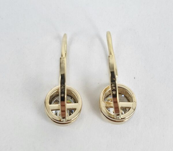 14k Yellow Gold 2.00ctw Natural Diamond Solitaire Leverback Drop Dangle Earrings - Image 8