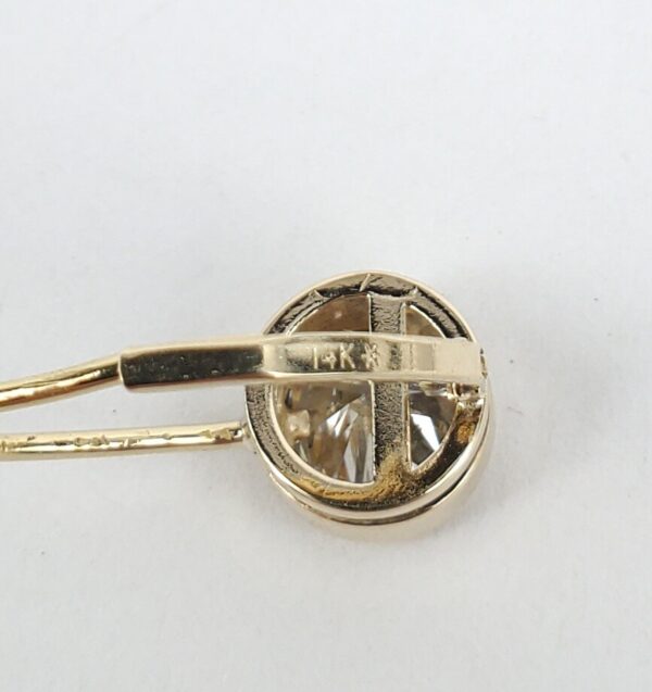 14k Yellow Gold 2.00ctw Natural Diamond Solitaire Leverback Drop Dangle Earrings - Image 9