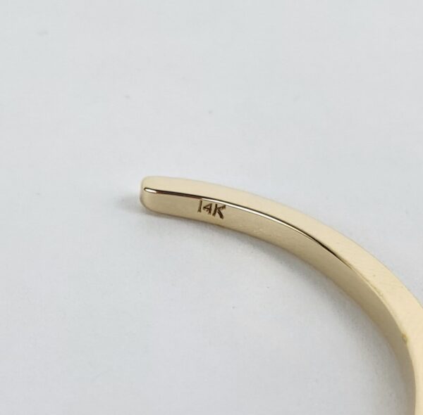 14k Yellow Gold .20ct Diamond Curved Square Wire Cuff Bangle Bracelet 5 7/8'' - Image 9