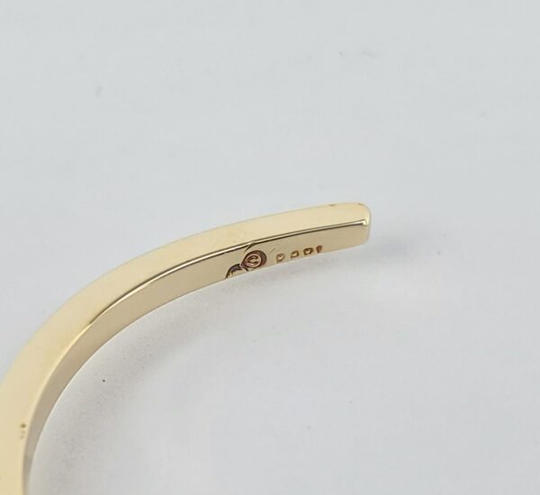 14k Yellow Gold .20ct Diamond Curved Square Wire Cuff Bangle Bracelet 5 7/8'' - Image 10