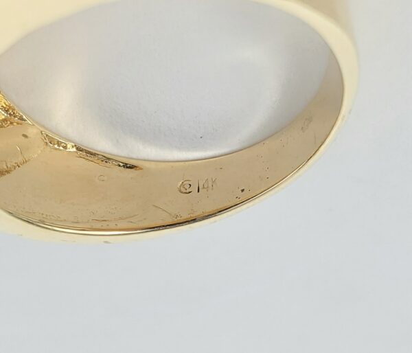 14k Yellow Gold .27c Diamond Rectangular Stone Bark Finish Mens Band Ring 10.5'' - Image 10