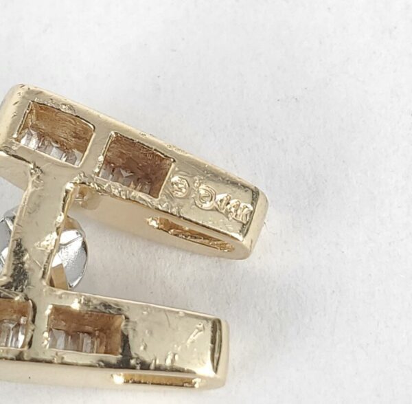 14k Yellow Gold .33ctw Baguette Round Unique Custom Diamond Slider Pendant 1/2'' - Image 6