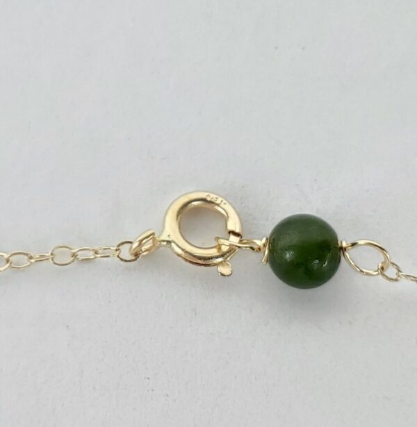14k Yellow Gold 4mm Nephrite Beads 1mm Chain Link Style Necklace 15 1/2'' - Image 7