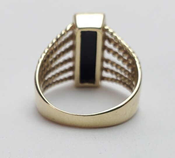 14k Yellow Gold Black Onyx Cable Rope Open Work Coil Cocktail Band Ring 7'' - Image 9