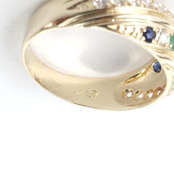 14k Yellow Gold Blue Sapphire Emerald Ruby Cubic Zirconia Pave Band Ring 8.5'' - Image 11