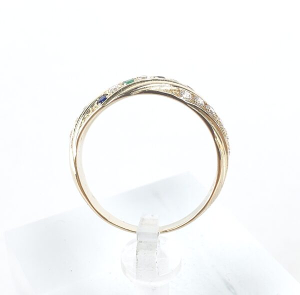 14k Yellow Gold Blue Sapphire Emerald Ruby Cubic Zirconia Pave Band Ring 8.5'' - Image 7