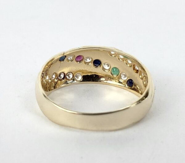 14k Yellow Gold Blue Sapphire Emerald Ruby Cubic Zirconia Pave Band Ring 8.5'' - Image 9