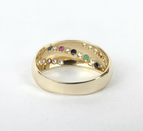 14k Yellow Gold Blue Sapphire Emerald Ruby Cubic Zirconia Pave Band Ring 8.5'' - Image 10