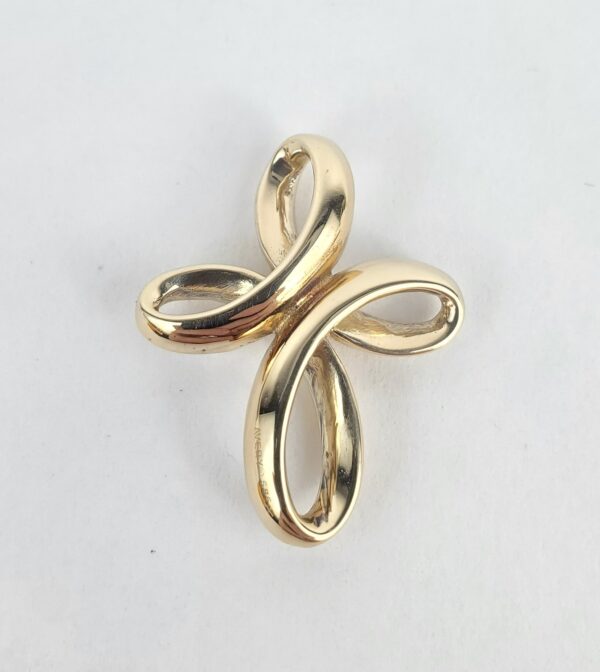 14k Yellow Gold Diamond Christian Catholic Cross Unique Slider Drop Pendant 1'' - Image 5