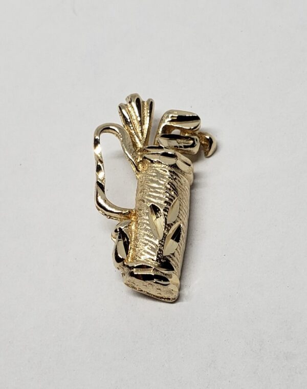 14k Yellow Gold Golf Bag with Clubs Sports Charm Pendant - Image 4