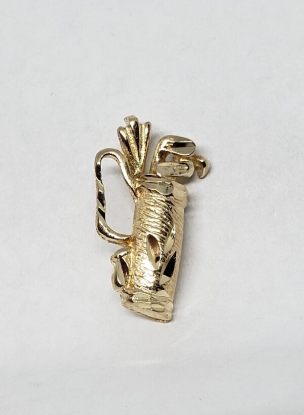 14k Yellow Gold Golf Bag with Clubs Sports Charm Pendant - Image 5
