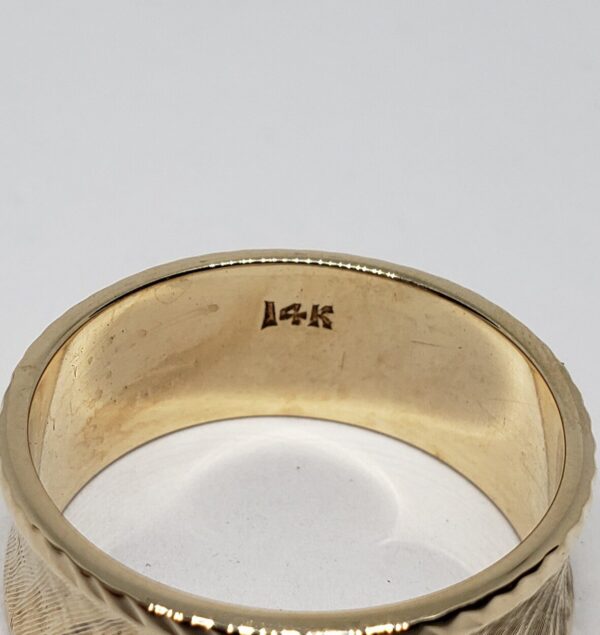 14k Yellow Gold Satin Brush Finished 10mm Men's Unisex Ring Wedding Band 12.75'' - Image 5