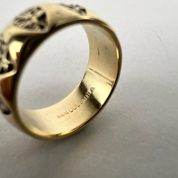 14k Yellow Gold Vintage Columbia 8mm Flower Wide Band Ring Size 6.75 - Image 8