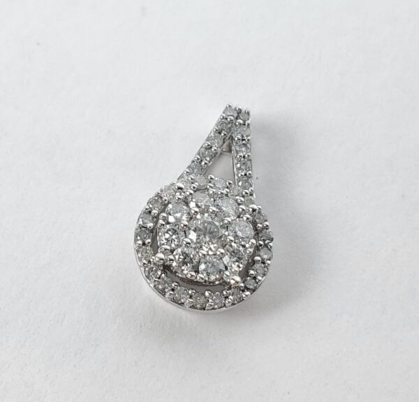 925 Sterling Silver .57ctw Diamond Halo Florette Slider Drop Pendant 5/8'' - Image 3
