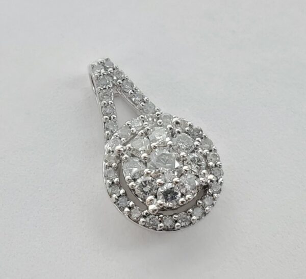 925 Sterling Silver .57ctw Diamond Halo Florette Slider Drop Pendant 5/8'' - Image 4