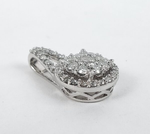 925 Sterling Silver .57ctw Diamond Halo Florette Slider Drop Pendant 5/8'' - Image 5