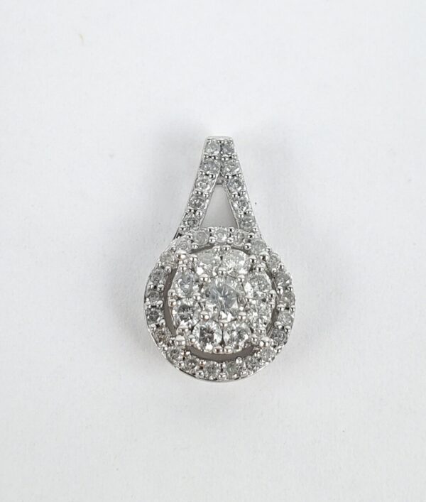925 Sterling Silver .57ctw Diamond Halo Florette Slider Drop Pendant 5/8''