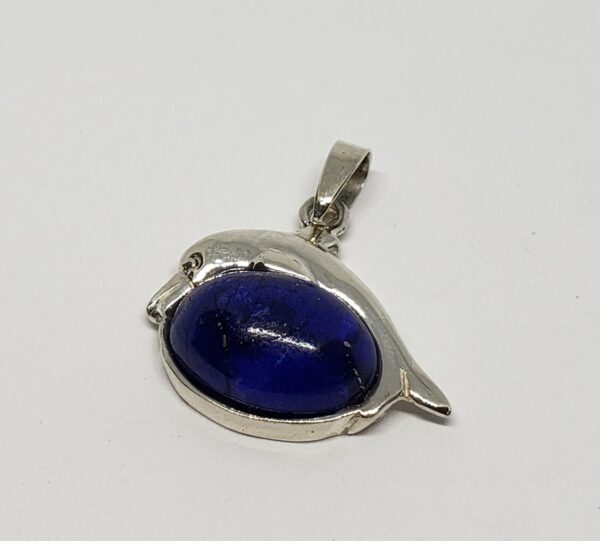 925 Sterling Silver Dolphin Nautical Ocean Lapis Lazuli Charm Pendant - Image 4