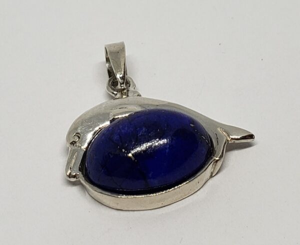 925 Sterling Silver Dolphin Nautical Ocean Lapis Lazuli Charm Pendant - Image 5