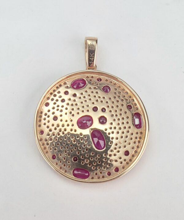 Effy 14k Rose Gold 3.50ctw Natural Ruby Pave Diamond Circle Drop Pendant 1 3/8'' - Image 6