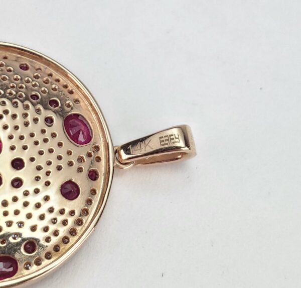 Effy 14k Rose Gold 3.50ctw Natural Ruby Pave Diamond Circle Drop Pendant 1 3/8'' - Image 7