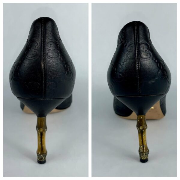 Gucci Kristen Guccissima Black Leather Bamboo Heel Pumps - Image 7