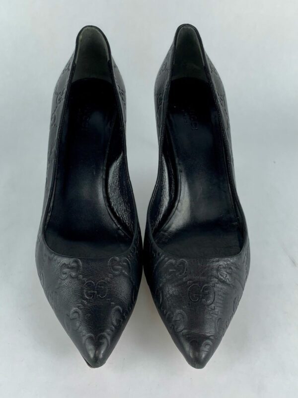 Gucci Kristen Guccissima Black Leather Bamboo Heel Pumps