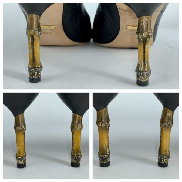 Gucci Kristen Guccissima Black Leather Bamboo Heel Pumps - Image 8