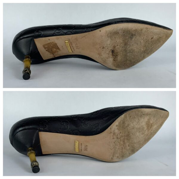 Gucci Kristen Guccissima Black Leather Bamboo Heel Pumps - Image 9