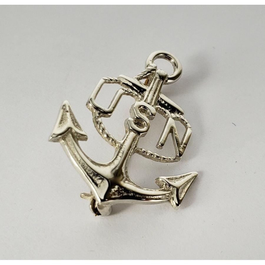 925 Sterling Silver USN United States Navy Anchor Pin Brooch 1 3/8 ...