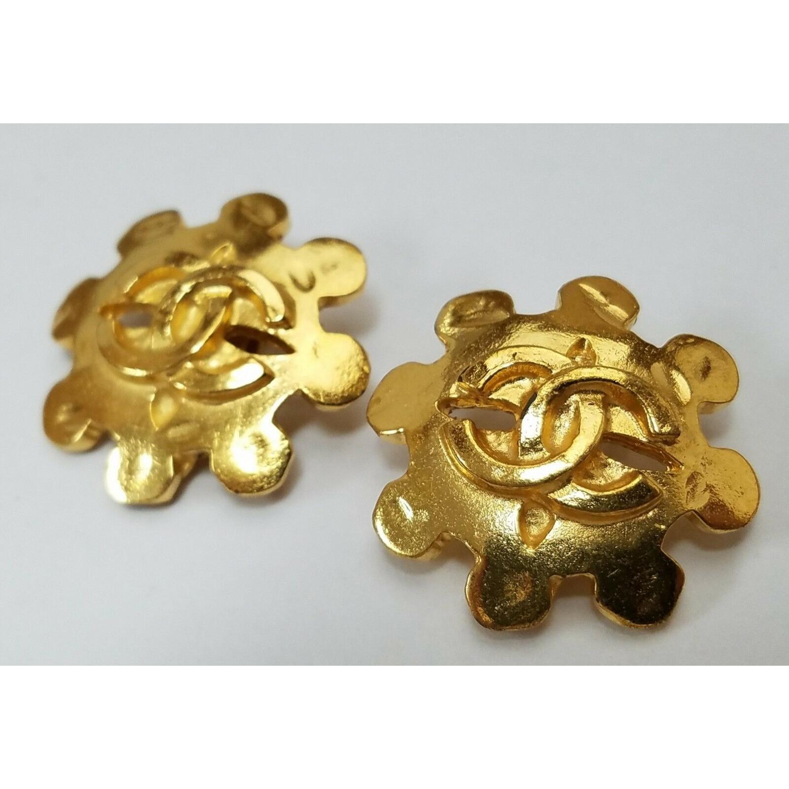 Chanel Gold Metal CC Logo Woven Dome Earrings, 1984-1992, Fashion | Clip-On Earrings, Vintage Jewelry (Very Good)