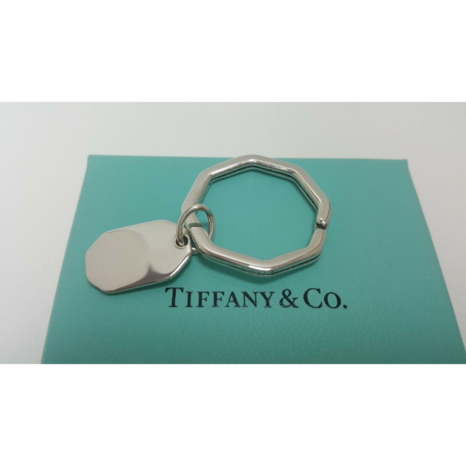 Tiffany & Co. 925 Sterling Silver Key Chain Key Ring Octagon