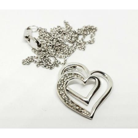 925-Sterling-Silver-Double-Heart-Diamond-Love-Slider-Pendant-Necklace-18-14-184297516464