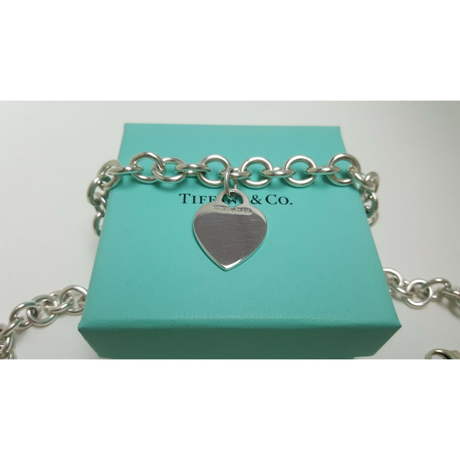 Tiffany & Co. 925 Sterling Silver Heart Tag Choker Necklace 16 ...