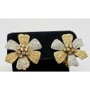 Vintage-18k-Two-Tone-White-Yellow-Gold-Flower-Pave-Diamond-Floral-Earrings-183788027974-3